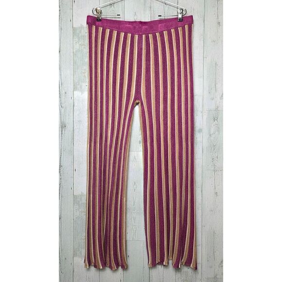 Future Collective x Target Striped Metallic Sheer Knit Wide Leg PANTS ONLY Sz. X - Picture 2 of 8